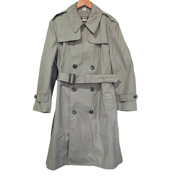 USMC All Weather Marine Trench Coat Sage Size 42S - Picture 3 of 9